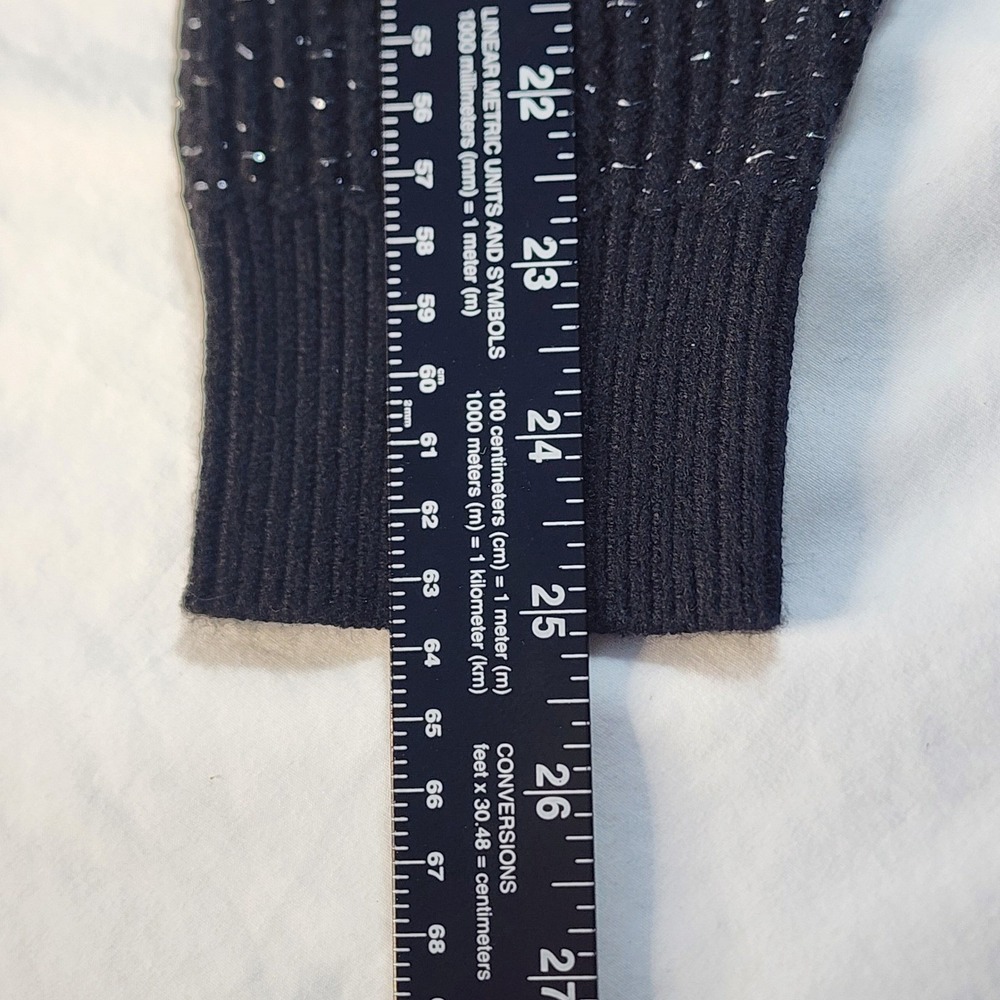 Womens Black Cardigan Plus 2X 18W Silver Dark Academia Metallic Holiday Festive - Picture 10 of 13